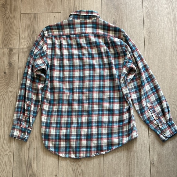 Sears Roebuck and Co. Flannel Shirt L Tall Button Down Single Needle Tailoring - Picture 5 of 8